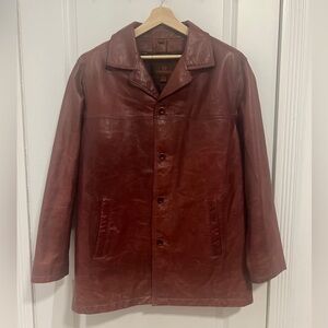 ‘DANIER’ 90s VINTAGE MENS LEATHER COAT REMOVABLE THERMO LINER DARK RED SIZE L